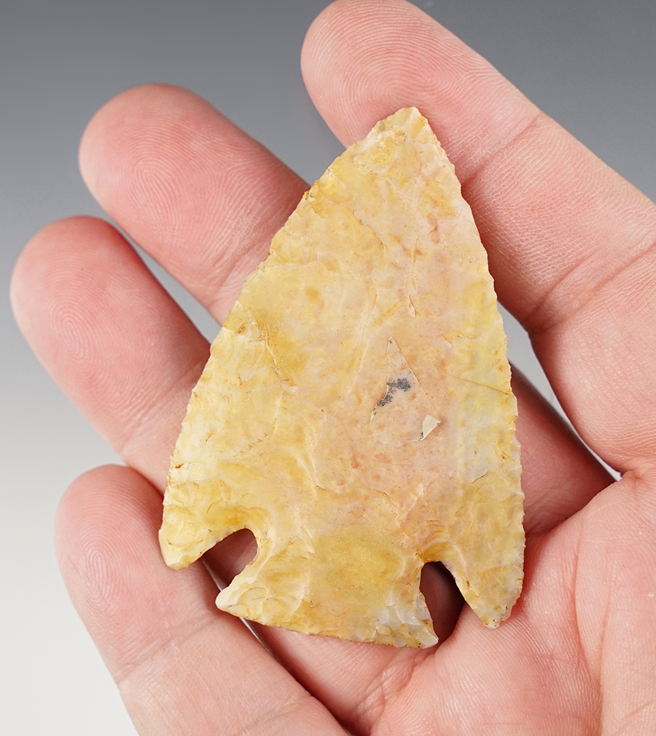 2 1/2" Snyder Point made from beautiful multi-colored Flint. Found in Fulton Co., Illinois.
