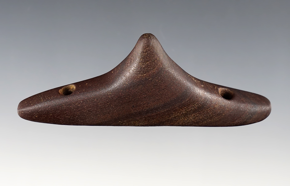 Uniquely styled 3 11/16" Spine Back Gorget found in Huron Co., Ohio on the Siras farm. 