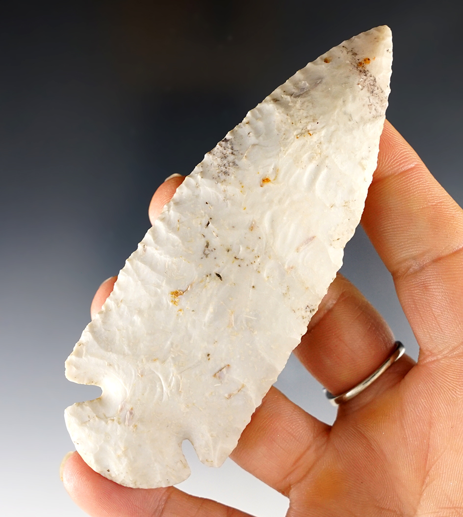 4" Burlington Chert Dovetail found in Section 26, NE, West, Astoria, Fulton Co., Illinois. 