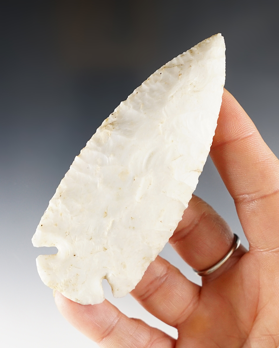 3 3/4" Dovetail - Burlington Chert. Found December 13, 1966 in Adams Co., Illinois. Ex. Rex Lee.