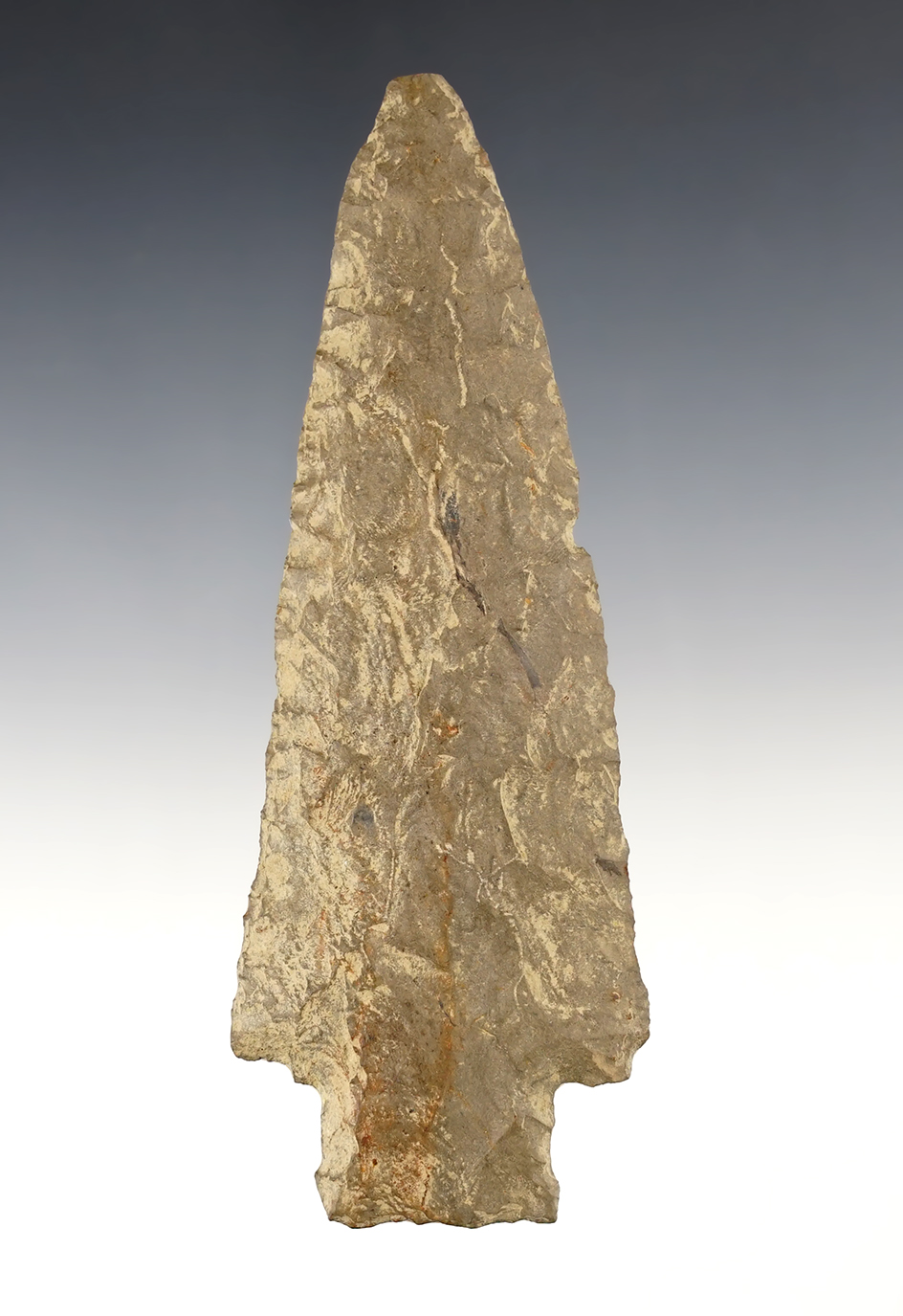 5 5/16" Genesee Spear made from Esopus Chert. Found near Genoa, Cayuga Co., New York. 