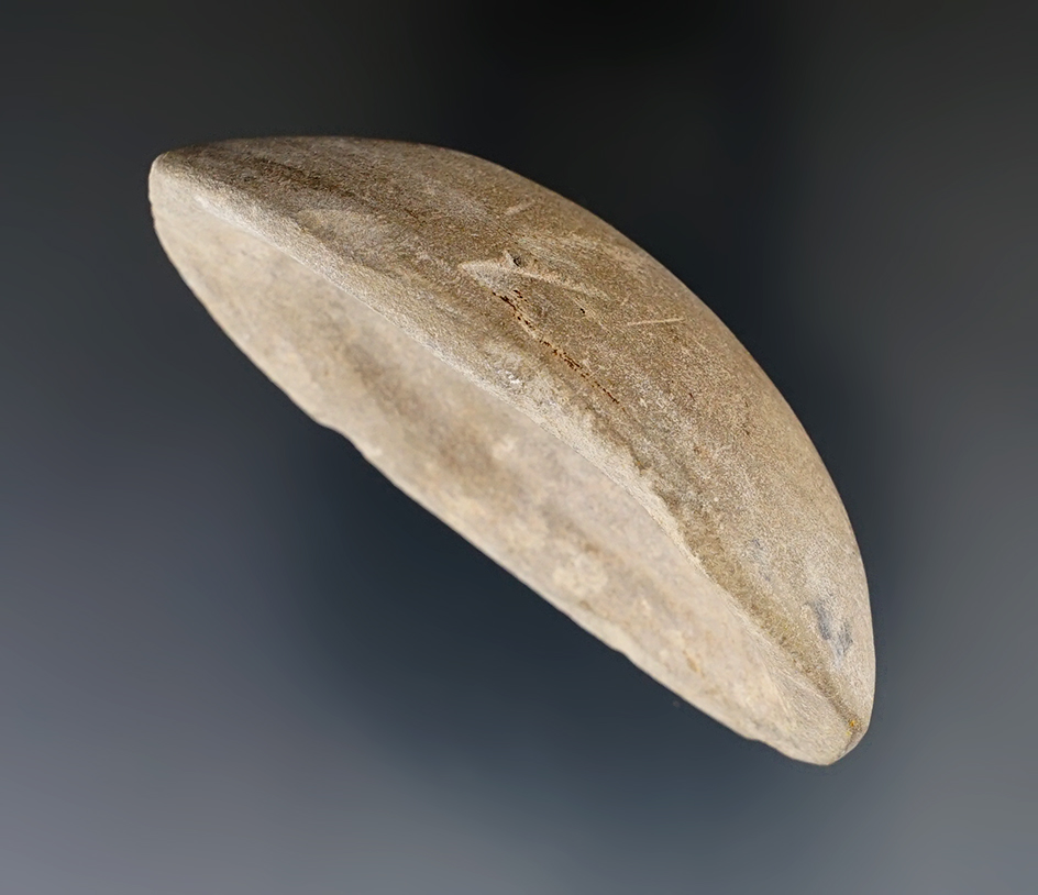 2 5/8" Boatstone found in Pope Co., Arkansas. Comes with original 1940s collector catalog card.