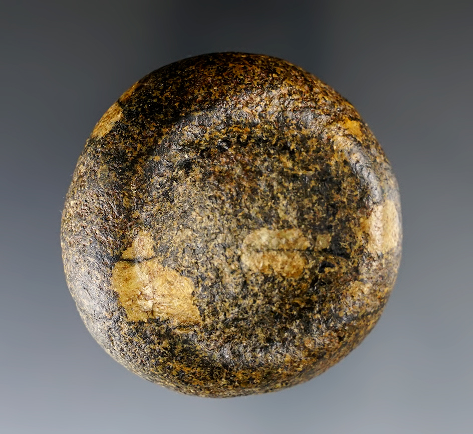 2 1/4" Highly colorful Mini Doubled Cupped Discoidal - Porphyry. Macoupin Co., Illinois.
