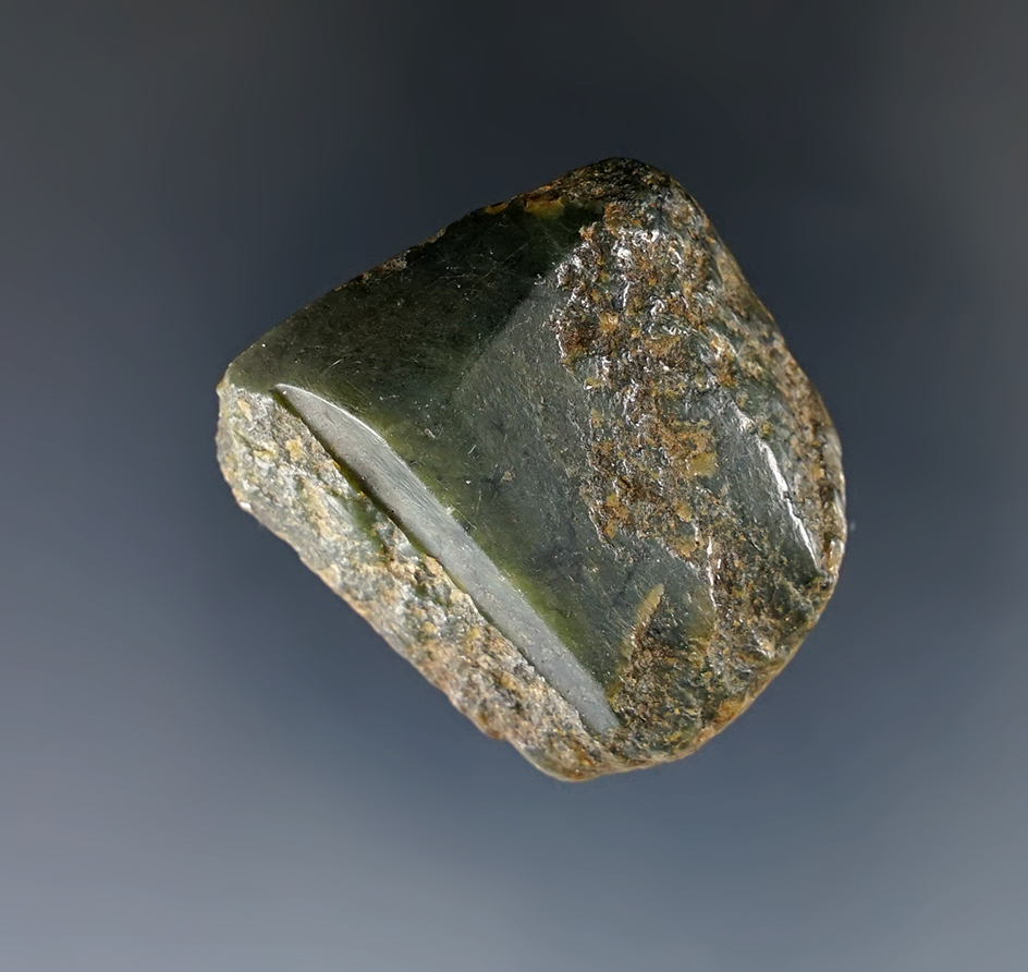 Miniature 1 3/8" jadeite Adze with a nice bit found in Klickitat County Washington.