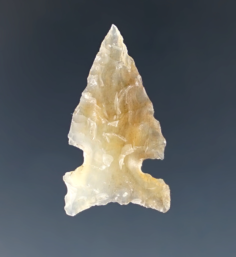 1" Sidenotch arrow point made from beautiful translucent agate found in New Mexico.