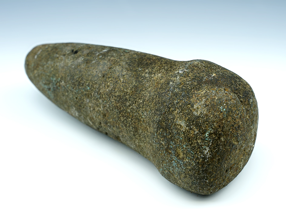 7 5/8" tall Bell Pestle with unique square sided bottom found near Priest Rapids, Columbia River.