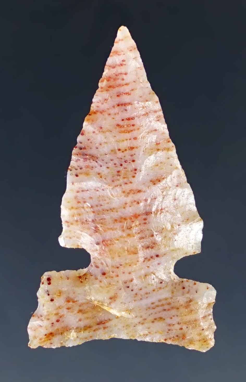 1 3/16" Sidenotch Arrow Point made from beautifully striped Agate, found in New Mexico.