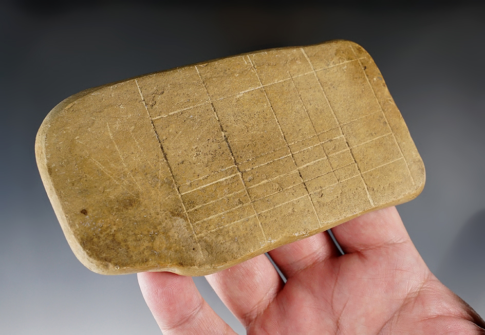 Unique carving on this 5 7/8" long stone Tablet which found near Umatilla, Oregon.