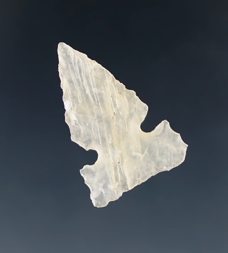 7/8" Sidenotch arrow point made from attractive highly translucent agate found in New Mexico.