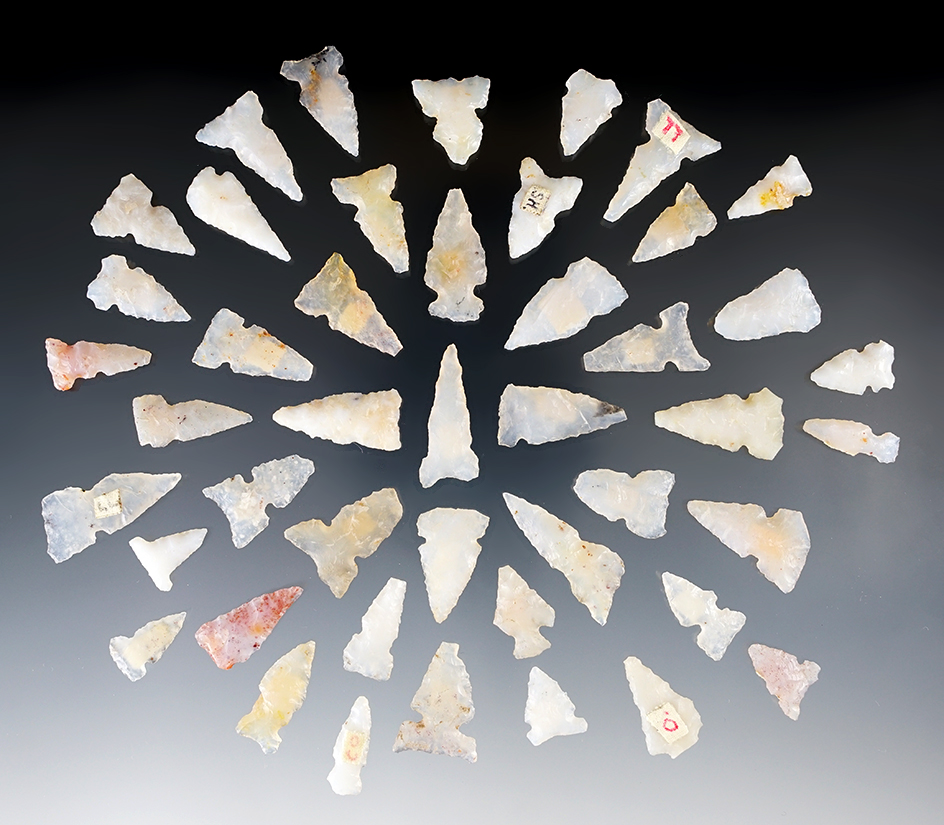 Large group of 45 Agate Arrow Points found in New Mexico in 1957.