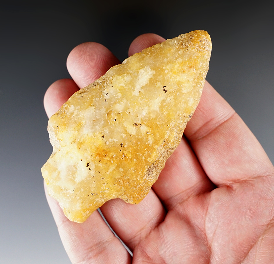 3 12" quartzite stemmed archaic knife found in Pennsylvania. Comes with a Bennett COA.