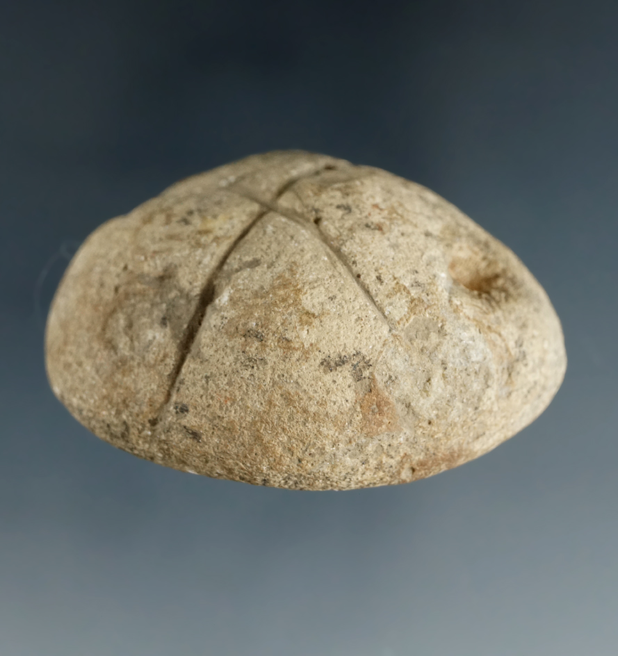 Unique 2" long weight with an "X" anciently engraved on top, possibly for attachment.  Kentucky.