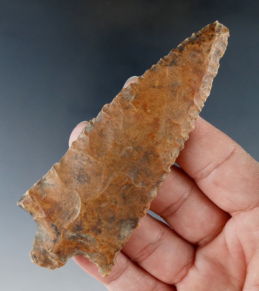 3 15/16" Pickwick Knife made from heavily river stained Flint found in Decatur Co., Tennessee.