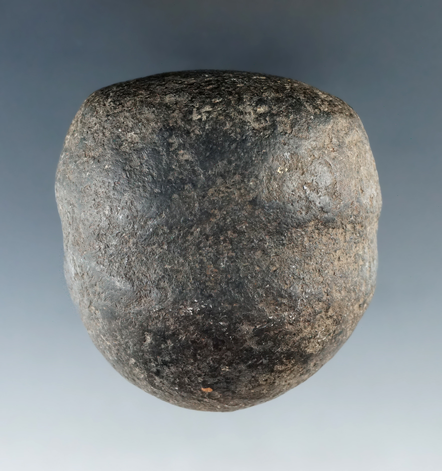 Heavily patinated 2 3/4 full grooved Hammerstone or clubhead found in Kansas.