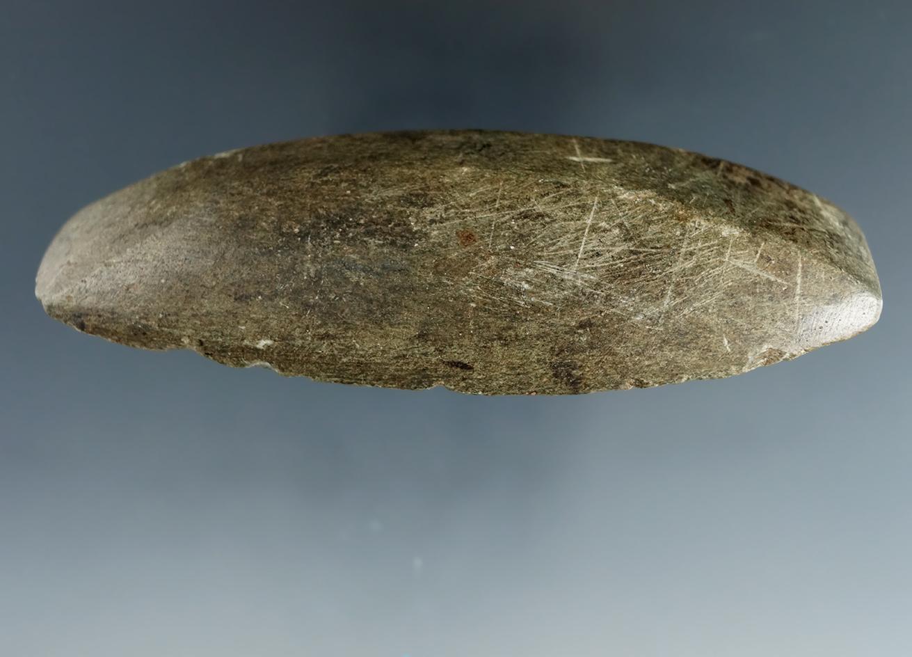 Highly polished 3 13/16" Semi keeled Undrilled Boatstone found in middle Tennessee.