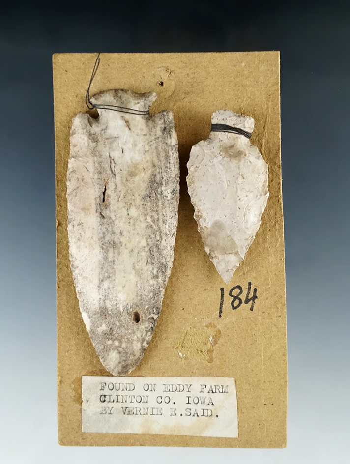 Pair of points found on the Eddie farm in Clinton Co., Iowa by Vernie E. Said.