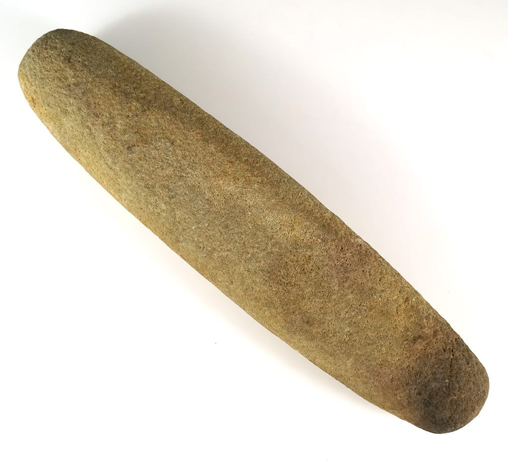 12" long flattened Roller Pestle found in New Jersey in very good condition