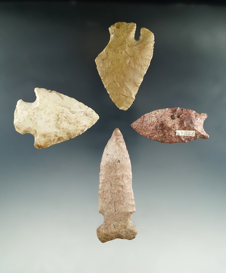 Set of four artifacts found in Missouri, largest is 3 1/4".