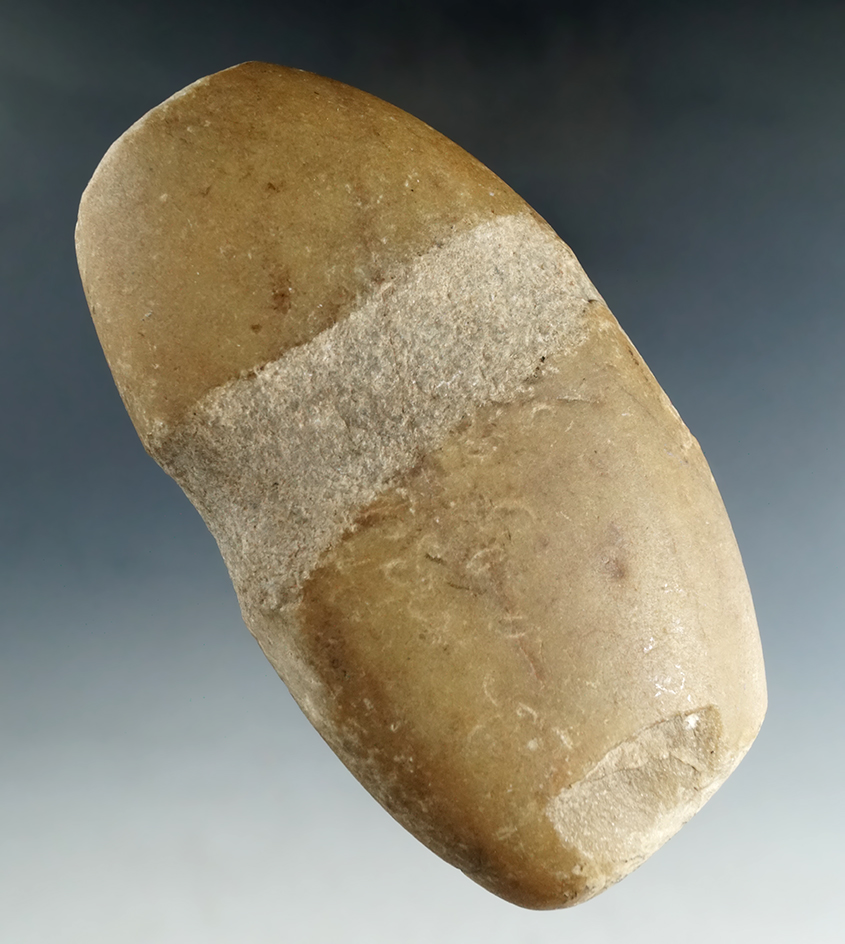 Unique 7/8 grooved Clubhead/Hammerstone that is 4 3/4" long  found in the Summit Co., Ohio area.