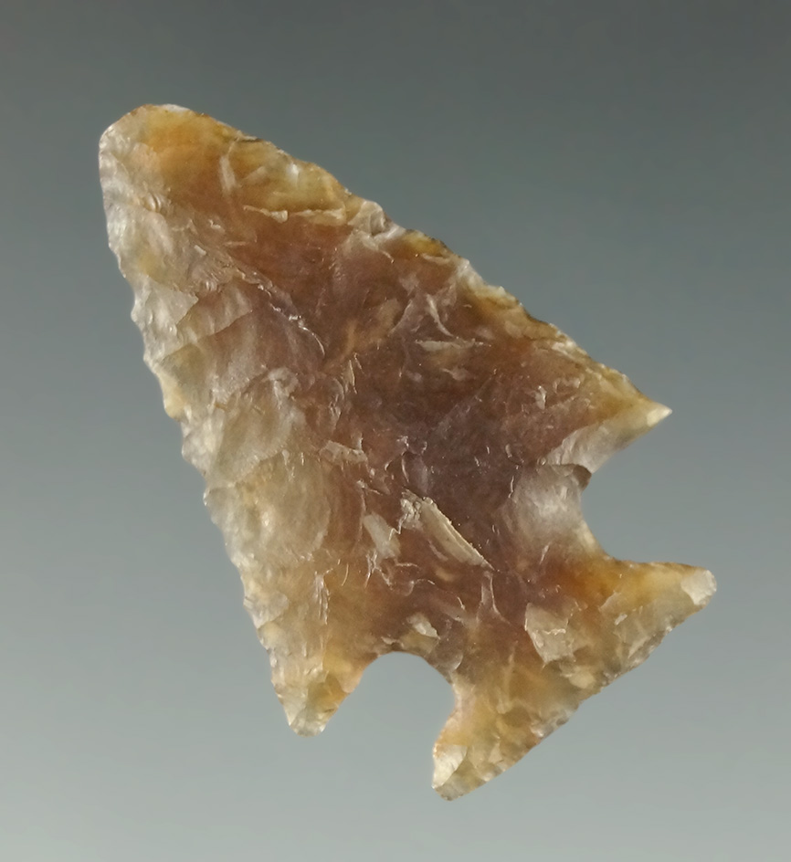 1 3/16" Pelican Lake made from Knife River Flint, Harding Co., South Dakota. Stermer COA.