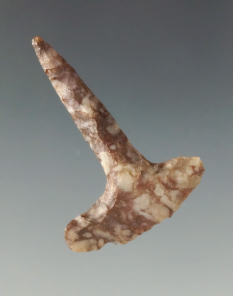 1 1/2" expanded base drill made from Alibates Flint found in Rio Arriba County New Mexico.