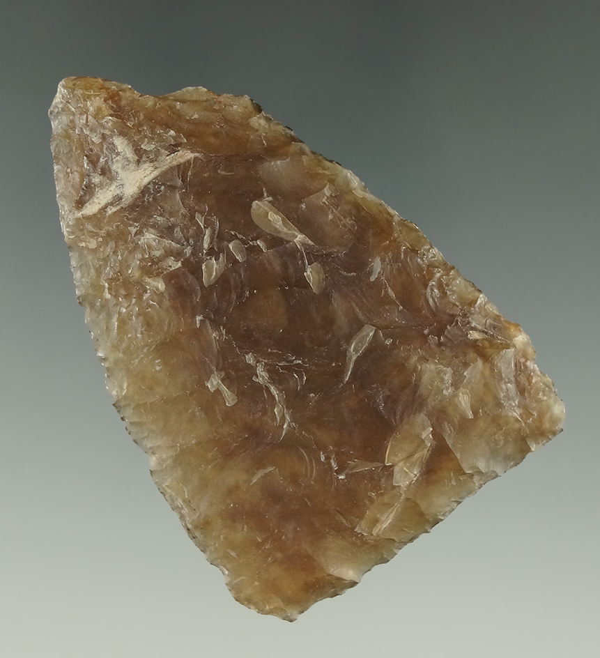2 1/4" Knife River Flint blade that is nicely translucent found in North Dakota.