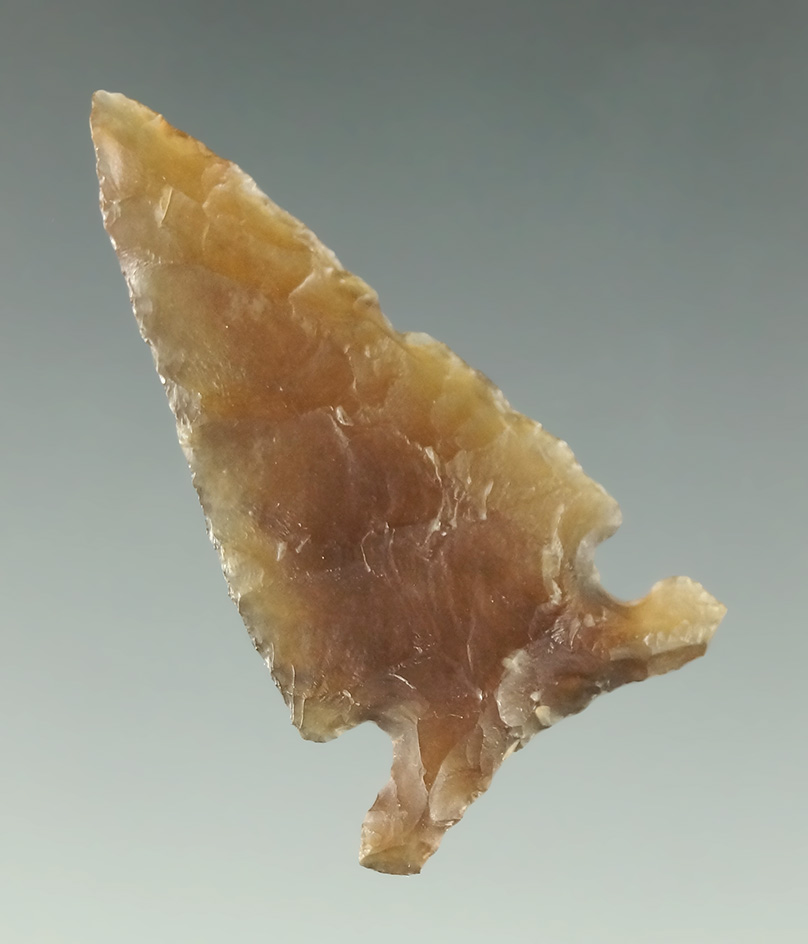 Spectacular 1 3/8" Avonlea made from translucent Knife River Flint. Found in South Dakota.