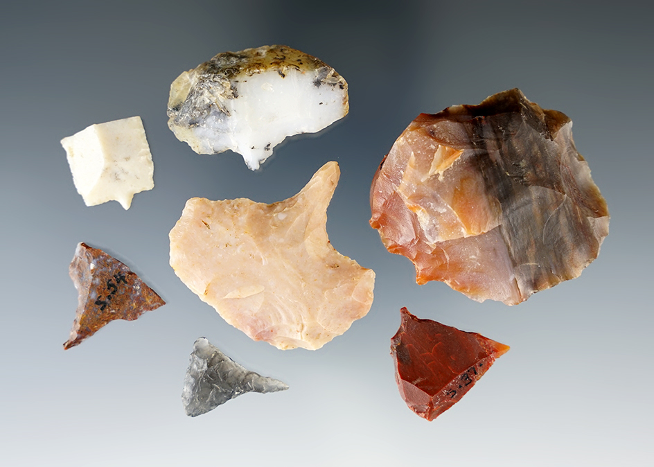 Group of seven flaked Gravers and Perforators found in New Mexico, largest is 1 3/4".