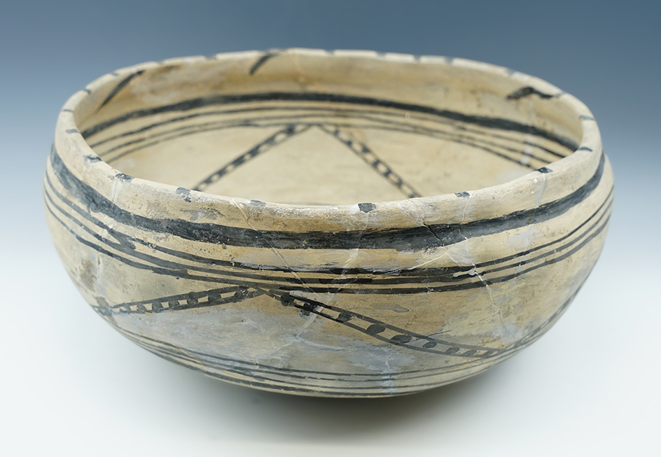 Large 12 1/2" wide northern Rio Grande Tewa bowl, most likely Bandelier B/W