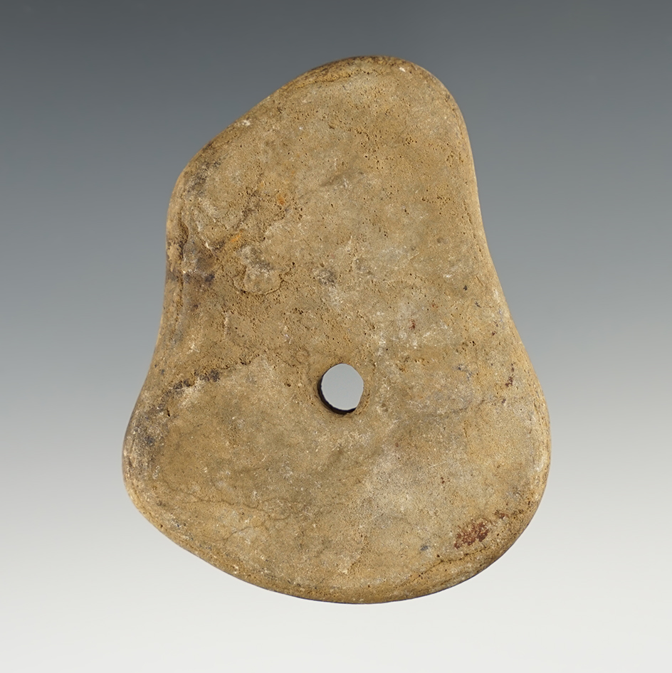 3 1/16" drilled slate pendant found in Maryland.