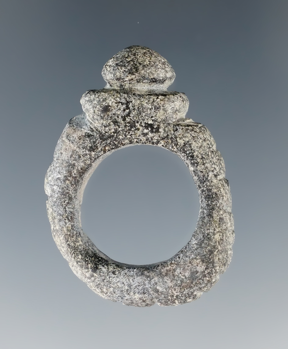 Rare & Unique! 1 3/8" tall ring that is nicely carved from steatite found near Umatilla, Oregon.