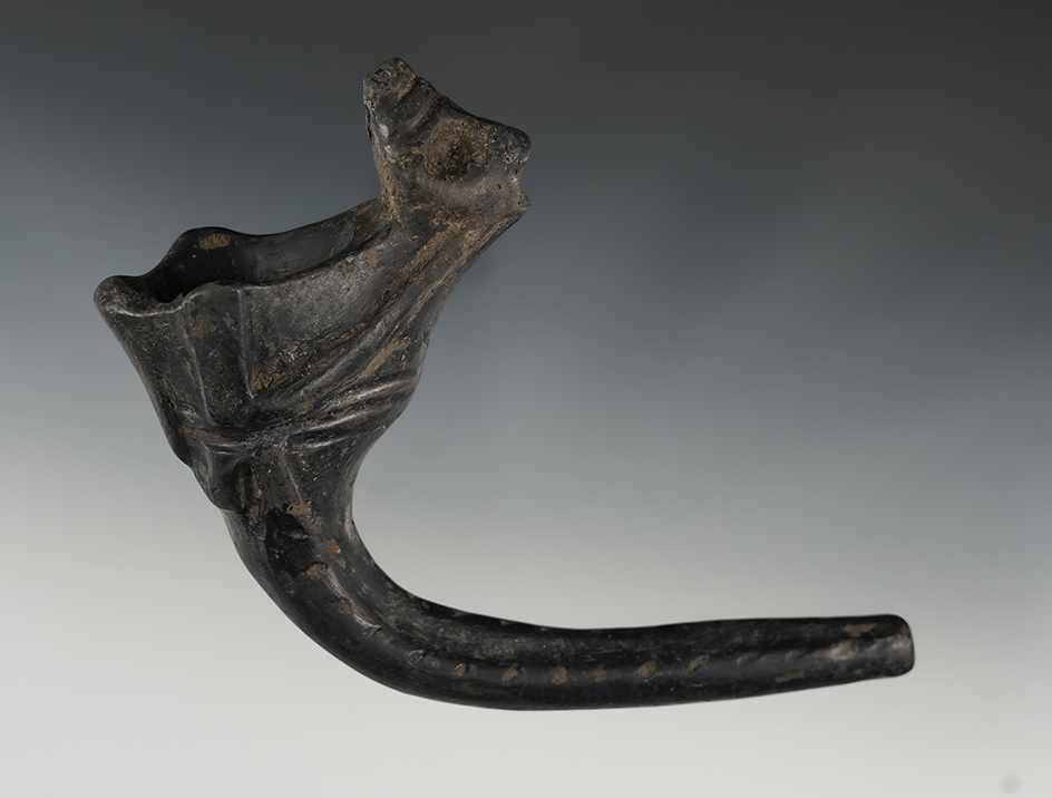 Large 6 1/4" wide x 4 1/2" tall Pinched Face Blower Pipe with moderate/heavy restoration - Canada.