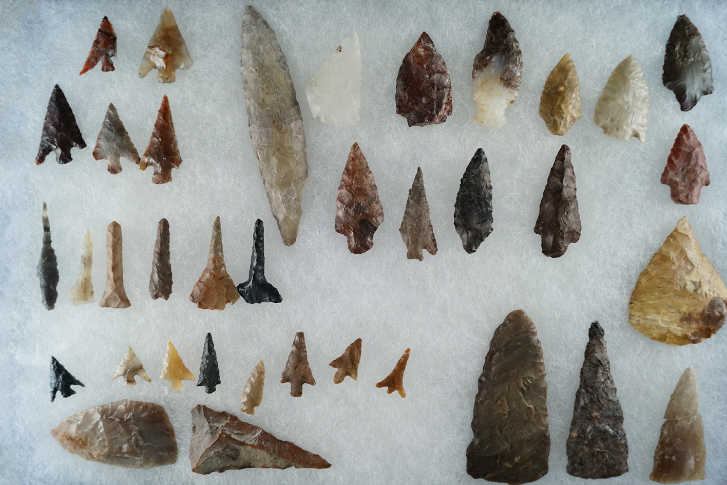 Group of 36 assorted artifacts found near the Columbia River, some have some damage.