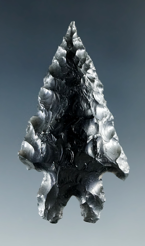 1 3/4" Pinto Basin made from obsidian found in Humboldt Co., Nevada.
