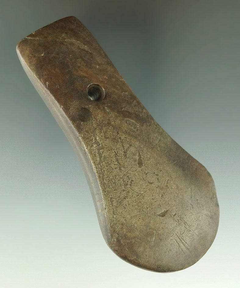 3 7/8" red slate highly developed Keyhole Pendant found in Wood Co., Ohio.