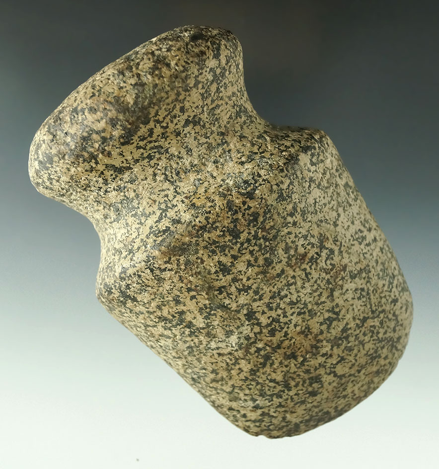 4 3/4" Full Grooved Axe with good polish made from Hardstone - Lorain Co., Ohio. Ex. Ron Sauer.