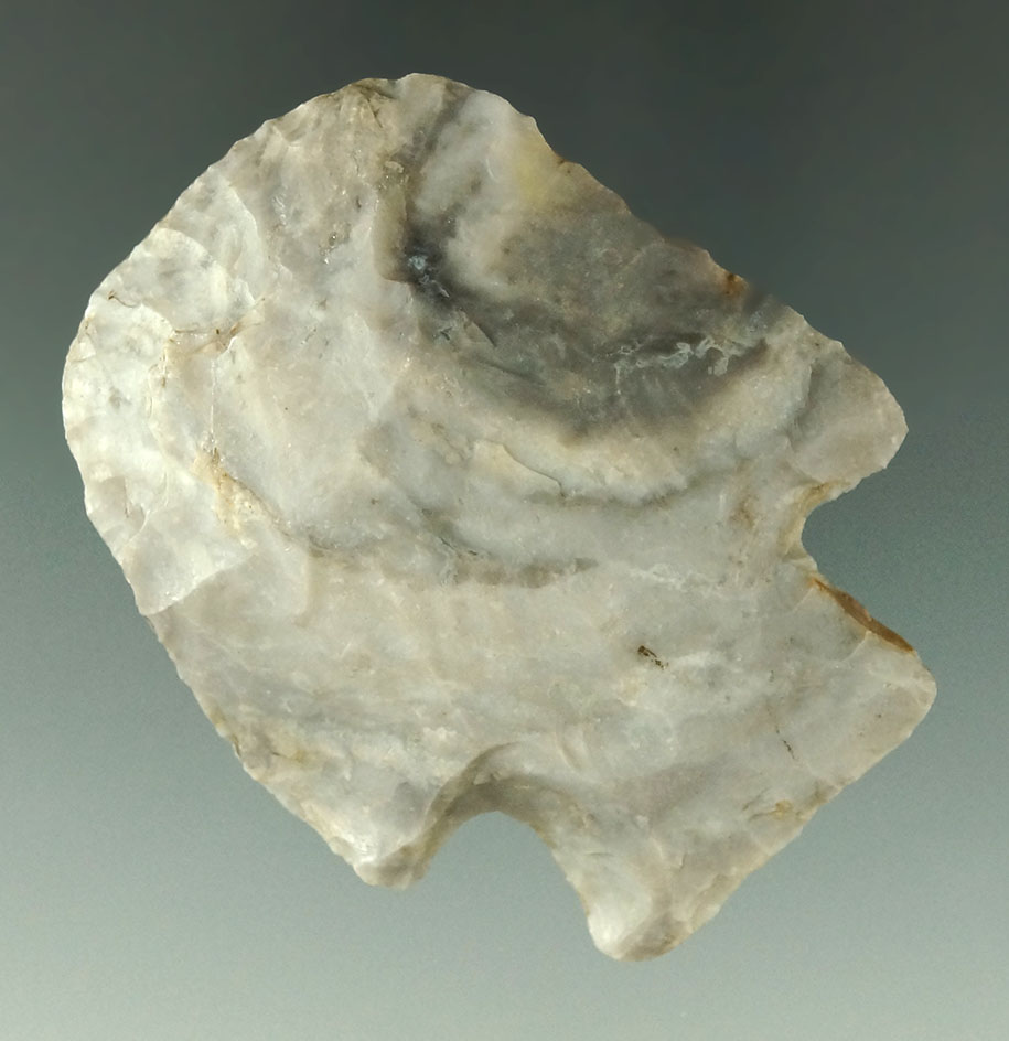 Large 2 5/16" beautifully made Archaic Hafted Scraper found in Indiana.