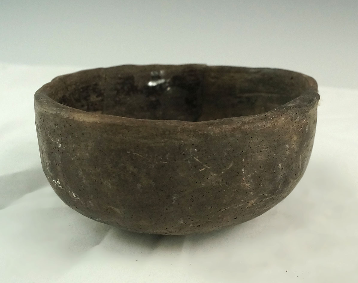 4 1/2" Mississippian Bowl 4 7/16" diameter. Two pieces broken and reattached.