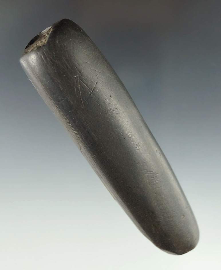 4 9/16"Tubular Bannerstone found in Holmes Co., Ohio. Ex. Cole Wengard collection. Bennett COA.