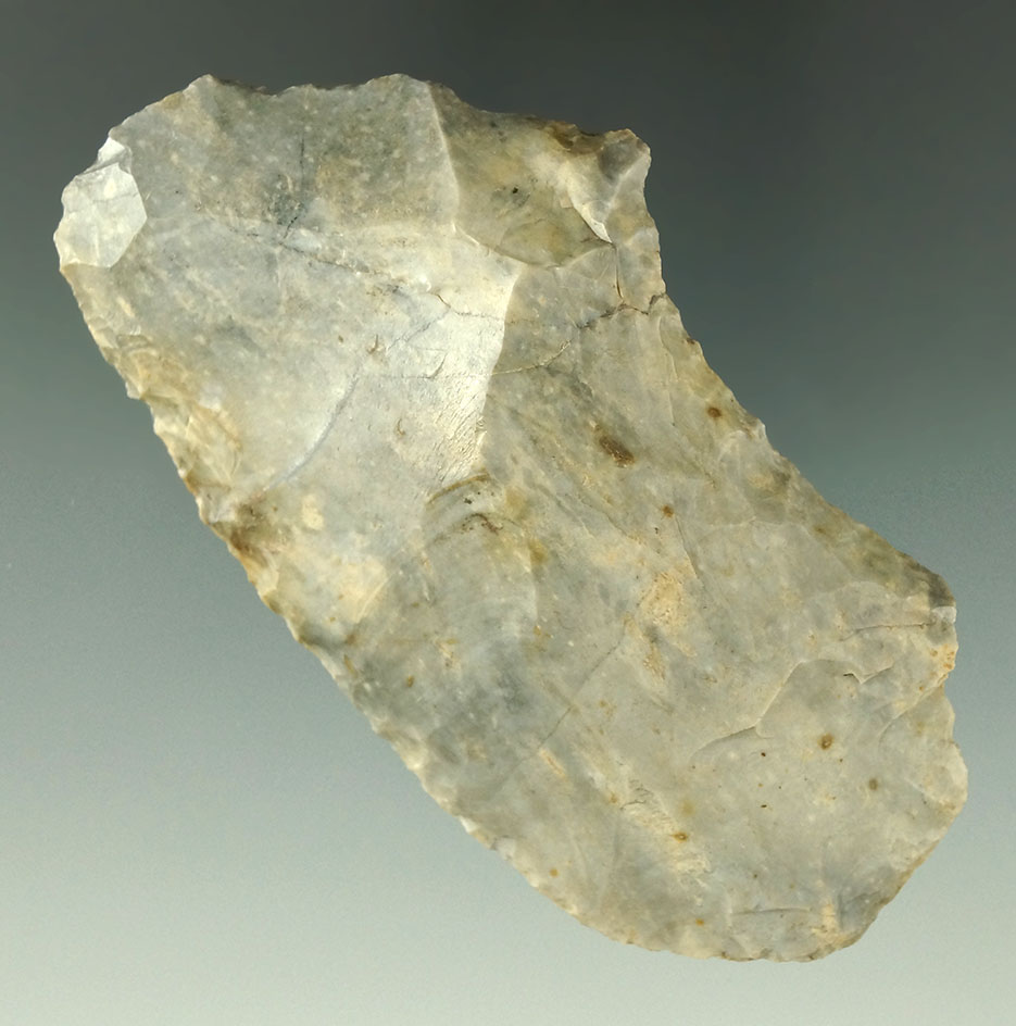 Rare tool style! 3 3/8" Spokeshave made off a large flake found in Ohio. Ex. John Anspaugh collectio