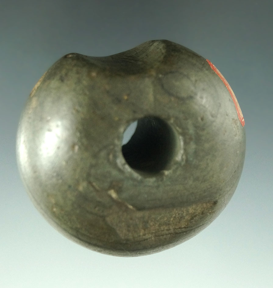 2 1/8" beautifully patinated Fluted Ball Bannerstone with an old Garth's tag. Found in Knox Co., Ohi