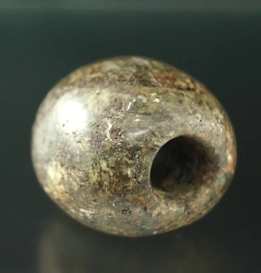 Rare! 1 7/16" Fluted Ball Bannerstone made from Chlorite  found in Pennsylvania. Partain COA.