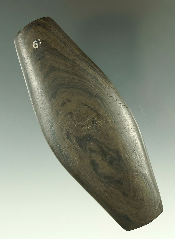 4 3/8" very well made Adena Undrilled Expanded Center Gorget found in Clark Co., Ohio.