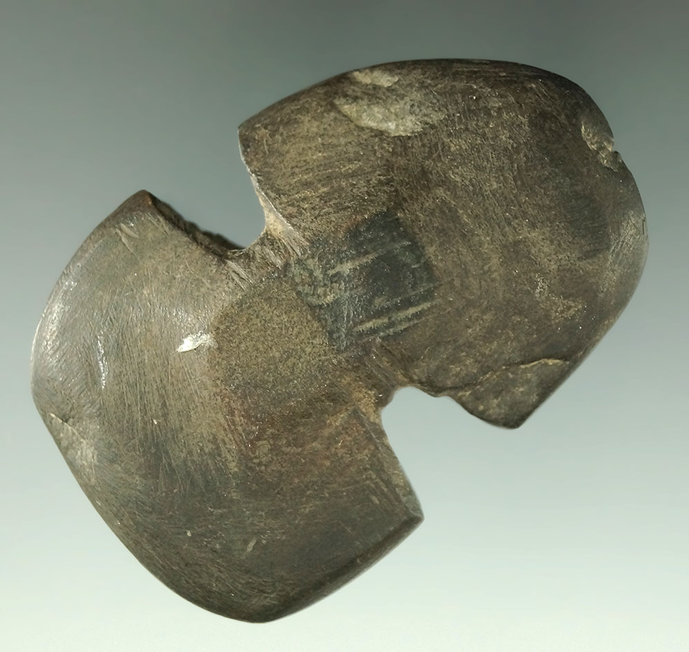 Rare style! 2 7/16" Miniature Double Notched Wing Bannerstone - Summit Co., Ohio. -