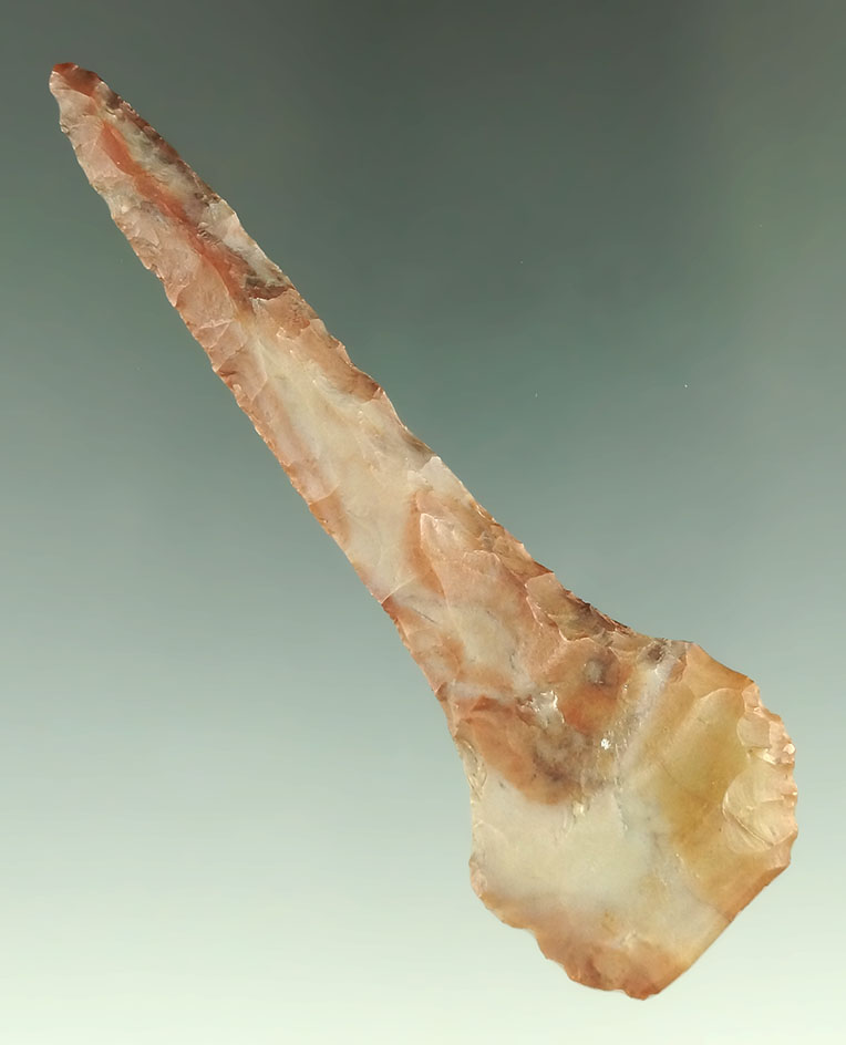 3 3/8" Expanded Base Drill made from beautifully colored Flint Ridge Flint found in Ohio.