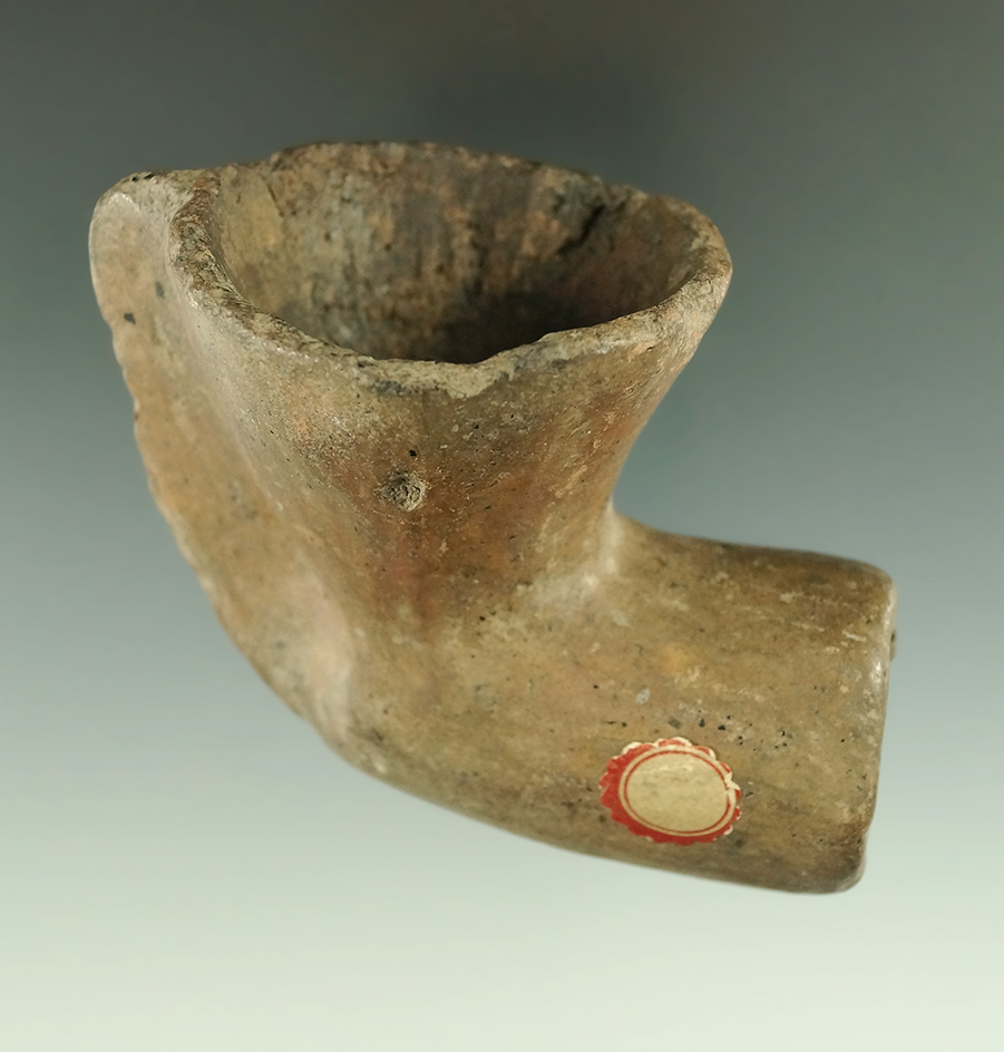 Nicely styled 3 1/2" clay Caddo Pipe found in Arkansas.