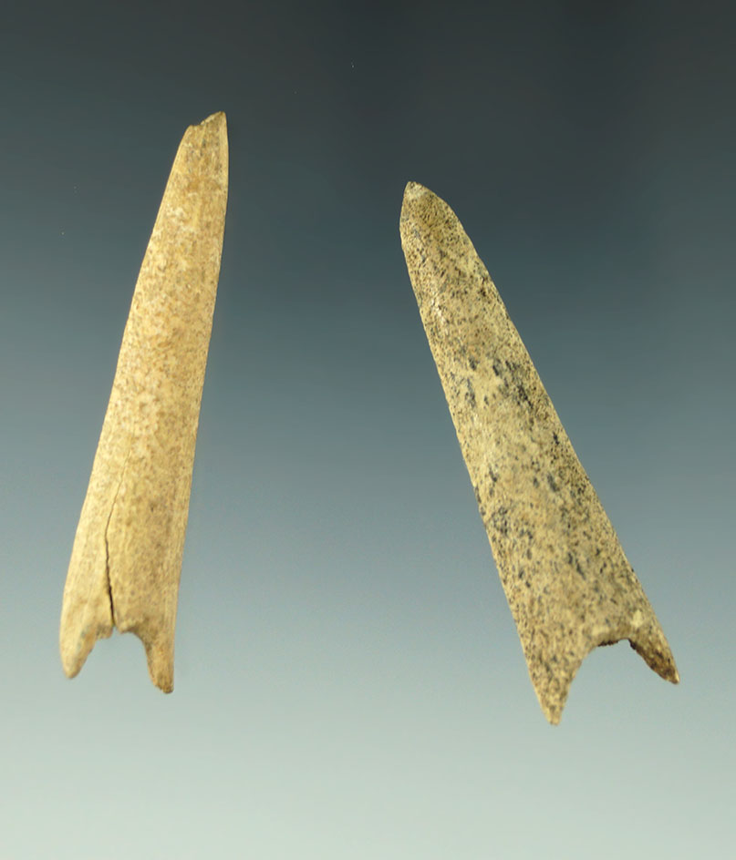 Pair of conical bone projectile points, largest is 2 3/16".