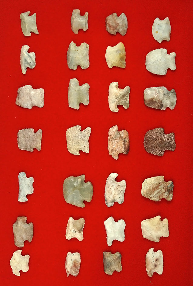 Excellent set of 28 very nice Ohio area Hafted Scrapers, largest is 1 1/4".