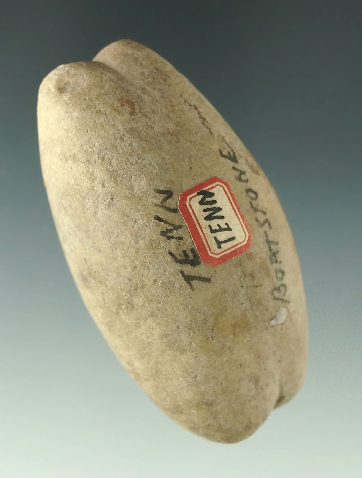 2 15/16" nicely grooved Hardstone Weight found in Tennessee that is heavily patinated.