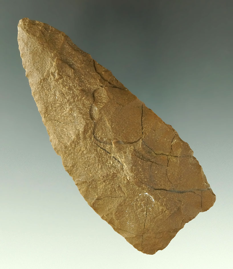 Beautiful material! 3 15/16" Paleo Knife - Susquehanna Valley, Pennsylvania. Jasper - Bennett COA.